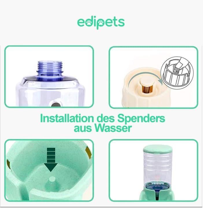 Edipets, Automatischer Futterspender Katze, Hunde, 2 Einheiten, 3.8L, Futter- und Wasserspender für