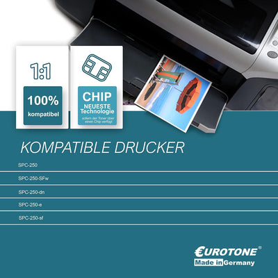 Eurotone 1x Müller Printware Toner für Ricoh SP C 250 sf SFw e DN ersetzt 407544 Cyan Blau