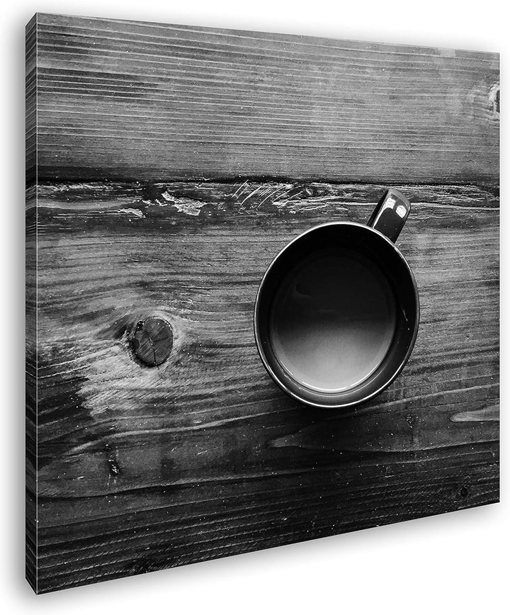 deyoli leckerer Kaffee auf Einem altem Holztisch Format: 60x60 Effekt: Schwarz&Weiss als Leinwandbil