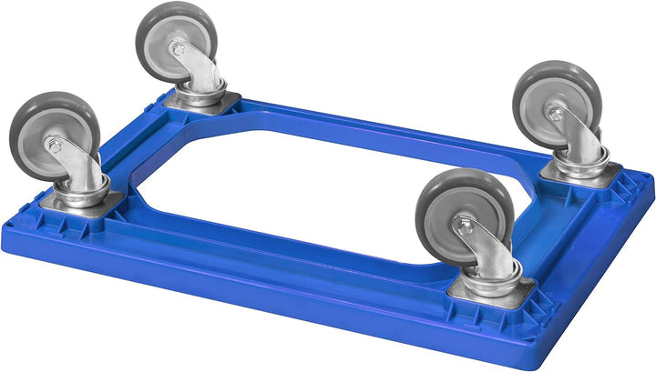 10 Stück Transportroller für Kisten 60 x 40 cm mit 4 Lenkrollen in blau