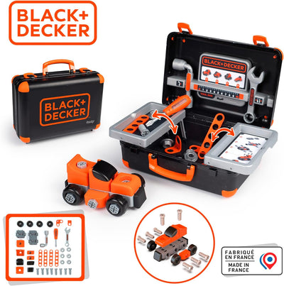 Smoby - Black+Decker Werkzeugkoffer für Kinder ab 3 Jahre - ausklappbarer Spielzeug-Koffer (35,5x28,