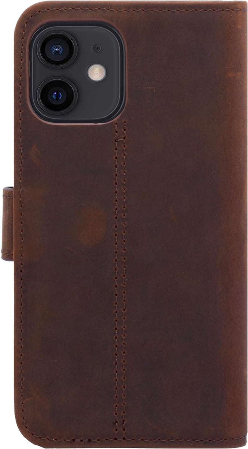 Burkley Leder Handyhülle für iPhone 11 Leder Book Case Handytasche mit Magnetverschluss, 360° Schutz