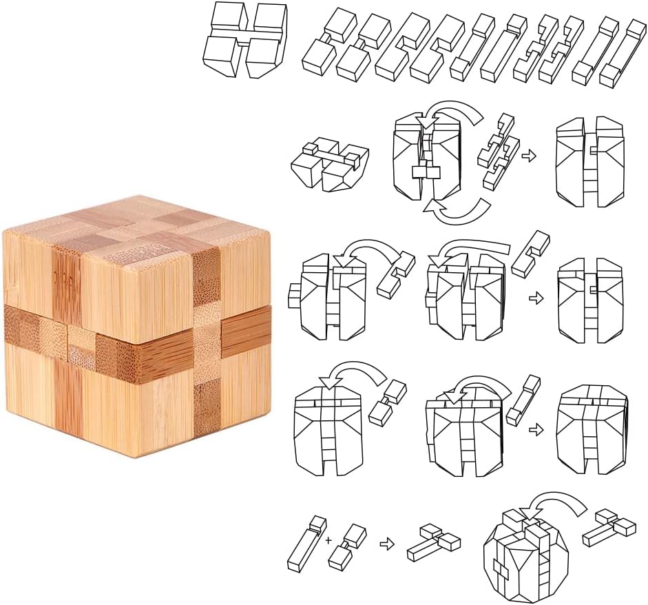 Holzsammlung 12 Stück Knobelspiele Holz, Geschicklichkeitsspiel Holz, Logikspiele IQ Spiele Geduldsp