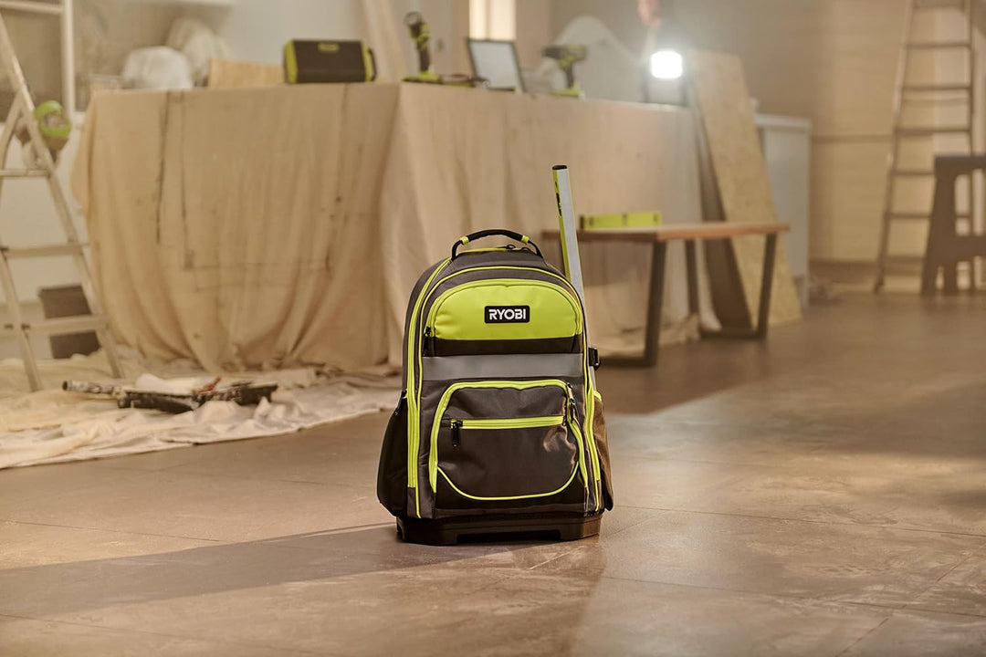 RYOBI Werkzeug-Rucksack RSSBP1 (600-Denier Polyester Korpus, Gepolsterte Schultergurte, 2x breite In