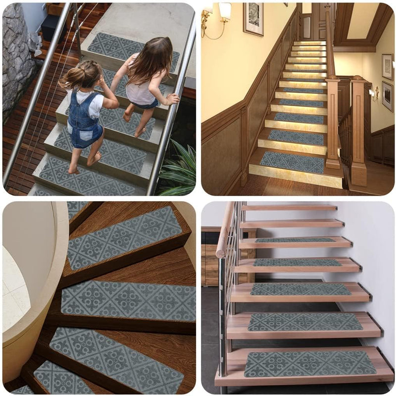 Arthome Teppich Treppenstufen Anti Rutsch Treppenteppich Teppiche 15 packen 20x76cm für Holztreppen,