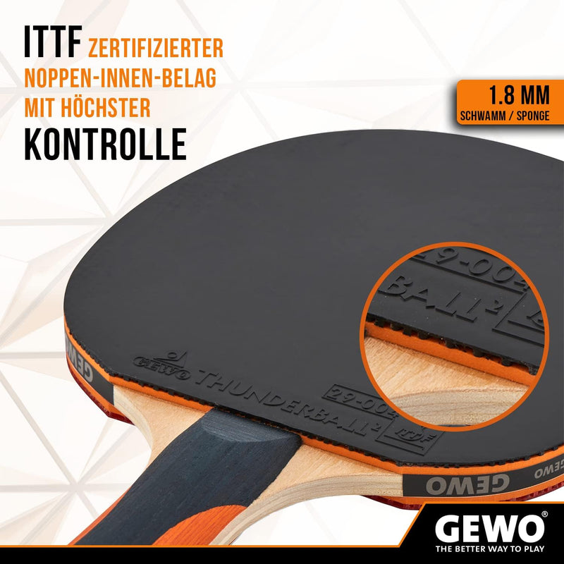 GEWO Tischtennisschläger Player - ITTF genehmigter Tischtennis Schläger - hohe Kontrolle und maximal