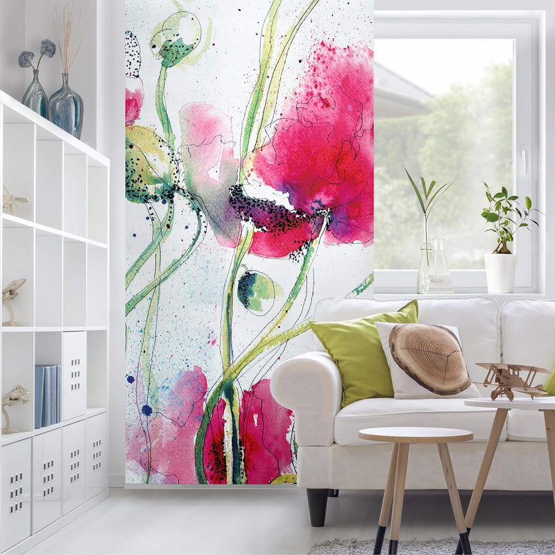 Bilderwelten Raumteiler Painted Poppies 250x120cm ohne Halterung 250x120cm without hanger, 250x120cm