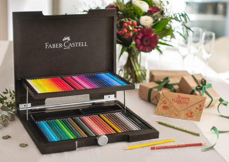 Faber-Castell 110072 - Buntstifte Polychromos, im 72er Holzkoffer Holzkoffer 72-teilig, Holzkoffer 7