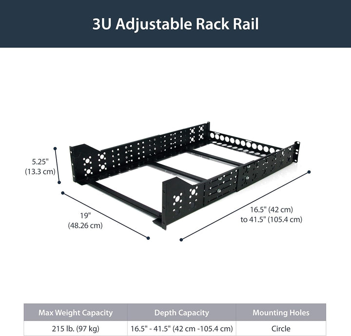 StarTech.com 3 HE Universal Server Rackschienen - TAA konforme feste Montageschienen - 19" Rackschie