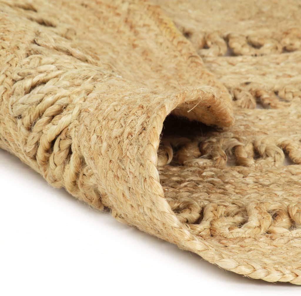 Tidyard Teppich Handgefertigt Jute Geflochten rund,jedes Stück ist EIN Unikat, Durchmesser: 120 cm