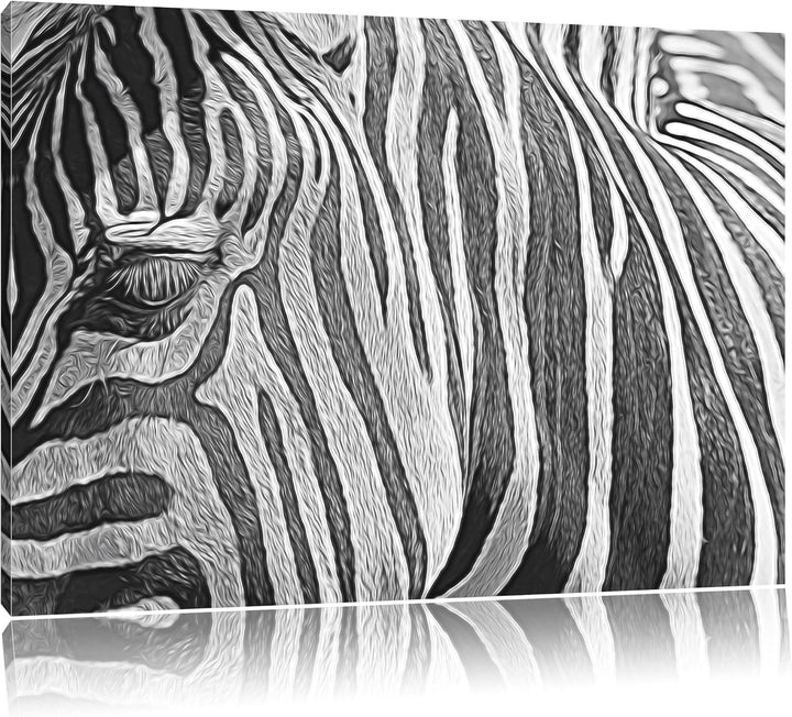 Zebra Porträt Deluxe Format: 100x70 cm auf Leinwand, XXL riesige Bilder fertig gerahmt mit Keilrahme