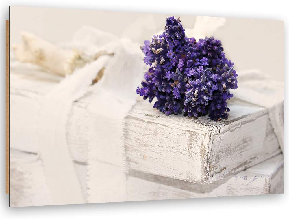 Wandbild Lavendel Modern Deko Kunst Bilder Blumen Violett 90x60 cm Deko Paneel 90x60 cm Violett_a, D