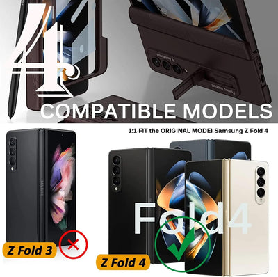 Miimall Kompatibel mit Samsung Galaxy Z Fold 4 Hülle mit S Pen Halter, Z Fold 4 Case mit Scharniersc