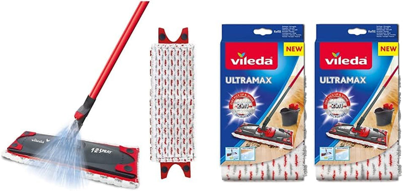 Vileda 1–2 Spray flach Spray Mop Mopp/Nachfüllpack, rot Mopp / Nachfüllpack Mopp / Nachfüllpack, Mop