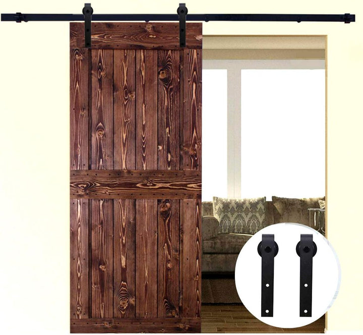 LWZH 5FT/152 cm Schiebetürbeschlag Set Barn Door Hardware Kit Laufschienen für Schiebetür Hängeschie