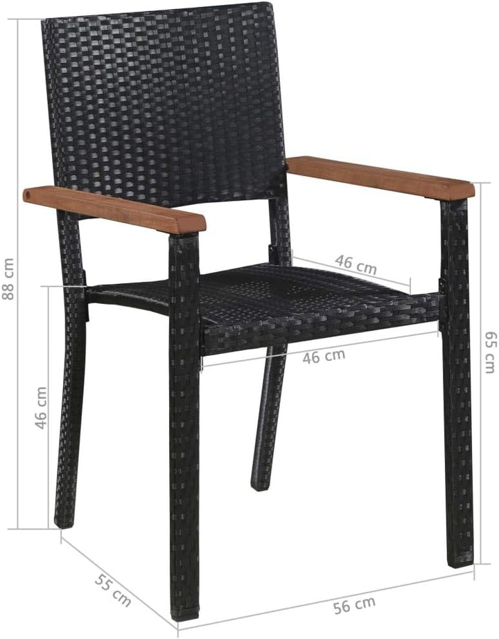 Tidyard Garten-Essgruppe 5-TLG. inkl 1 Vintage-Esstisch + 4 Stühle, aus Polyrattan und Massives Akaz