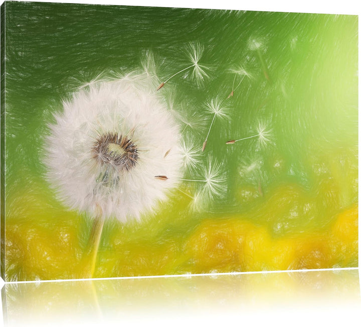 Pixxprint Löwenzahn Samen als Leinwandbild/Grösse: 100x70 / Wandbild/Kunstdruck/fertig bespannt, 100