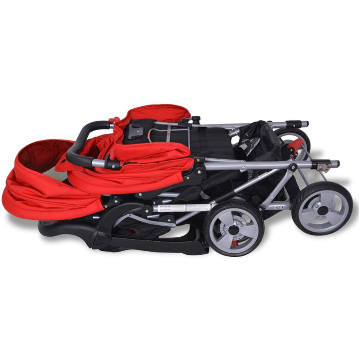Festnight Geschwisterwagen Kinderwagen Geschwisterkinderwagen aus Stahl + Oxfordgewebe für 1-2 Kinde