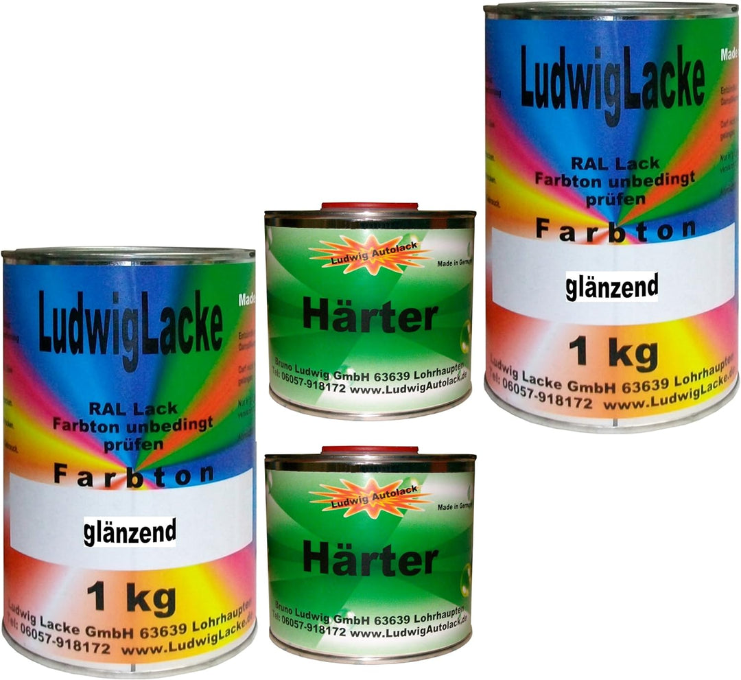 Ludwiglacke 3 kg Set Autolack mit Härter RAL 9006 Weissaluminium