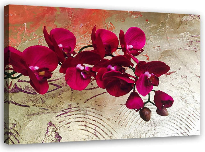 Feeby Wandbild Orchideen Druckbild Leinwandbild für Wohnung Violett 100x70 cm Leinwandbild 100x70 cm