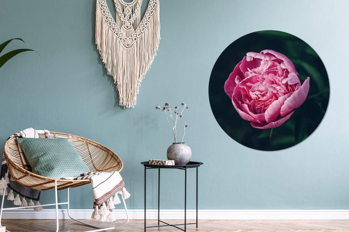 MuchoWow Wandbild Rund Wanddeko Deko Wohnzimmer Bilder 90x90 cm Blumen - Rosa - Rosen, 90x90 cm