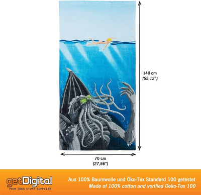 getDigital Cthulhu Badehandtuch - Grosses Strand Handtuch für Geeks, Nerds und Fantasy Fans - 140 x