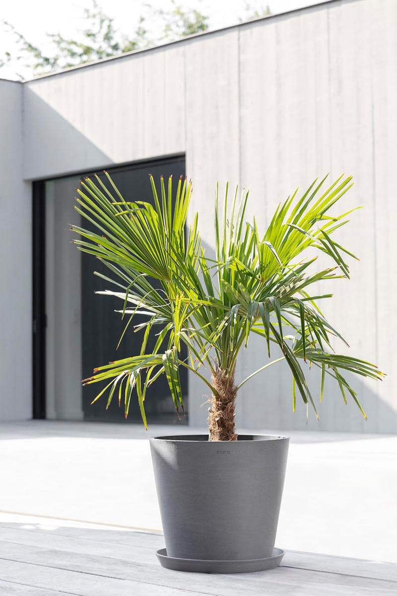 ECOPOTS Blumentopf Amsterdam Hell Grau - Durchmesser Ø 40 cm rund gross - Pflanzentopf aus Recycling