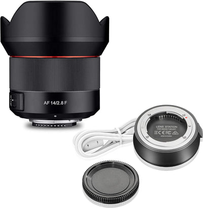 SAMYANG AF 14mm F2.8 + Lens Station Autofokus Objektiv mit Festbrennweite für Nikon F Vollformat, Sc