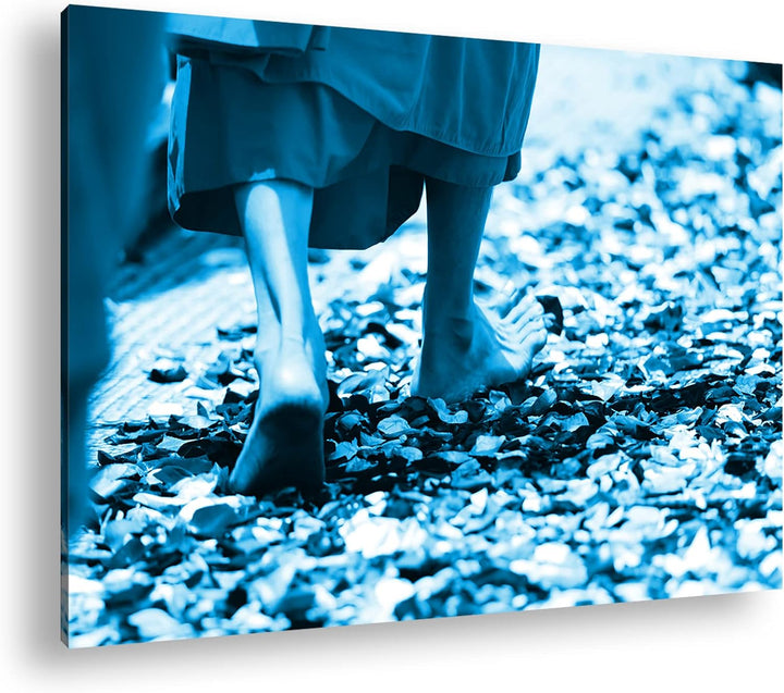 deyoli Friedlicher Buddhismus Format: 80x60 Effekt: Monocrome Blau als Leinwandbild, Motiv fertig ge