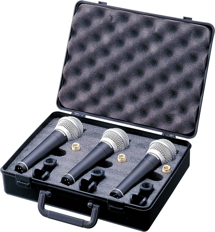 Samson SAR21S3 R21S Dynamische Cardioid-Mikrofone (mit An-/Ausschalter und Tasche), 3 Stück, Schwarz