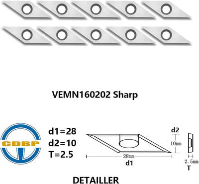 CDBP Diamant Hartmetall Einsatz-Ersatzschneider für DIY-Holzdrehen, 10 × 28 - Durchmesser 4,3 mm, We