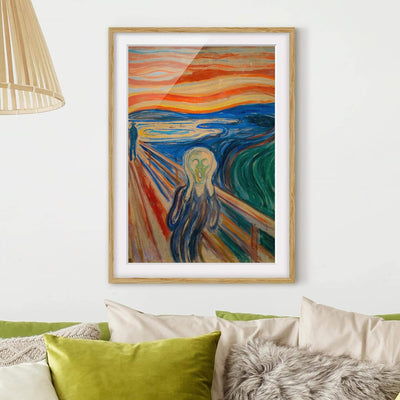 Bild mit Passepartout - Edvard Munch - Der Schrei - Farbe Eiche 40 x 30cm 40cm x 30cm Eiche, 40cm x