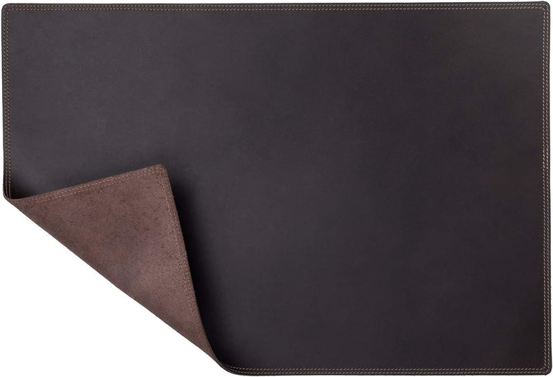 Hochwertige Schreibtischunterlage Schreibtischauflage aus Echt-Leder, Braun, Hamosons 100, Braun