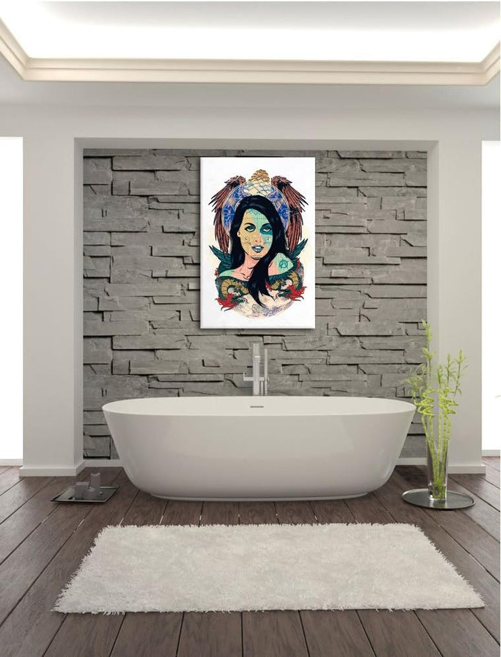 Pixxprint Moon Spirit White Bild auf Leinwand, XXL riesige Bilder fertig gerahmt mit Keilrahmen, Kun