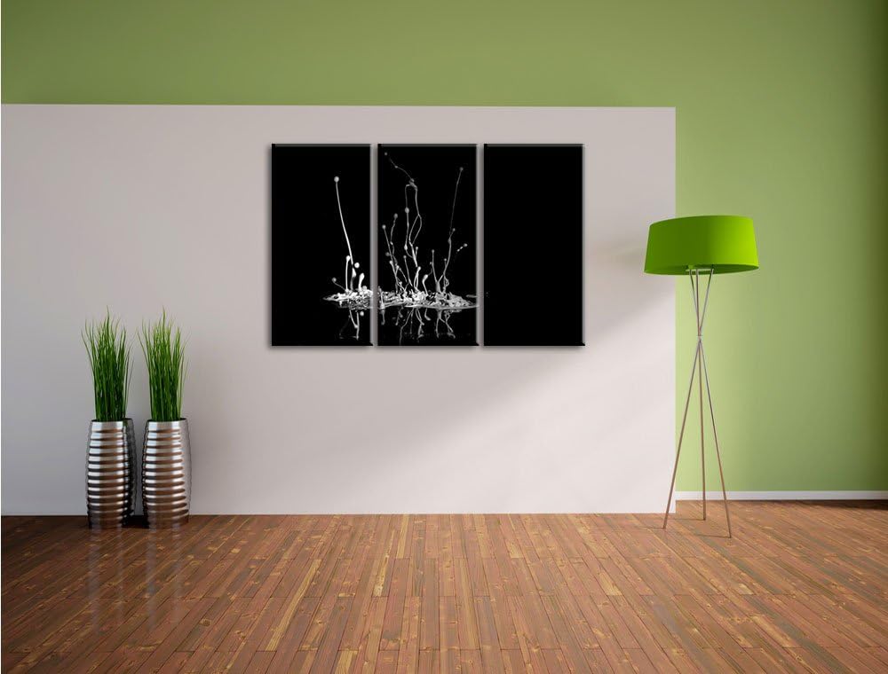 Pixxprint Dark Farbspritzer als Leinwandbild/Grösse: 3 Teilig (120x80) / Wandbild/Kunstdruck/fertig