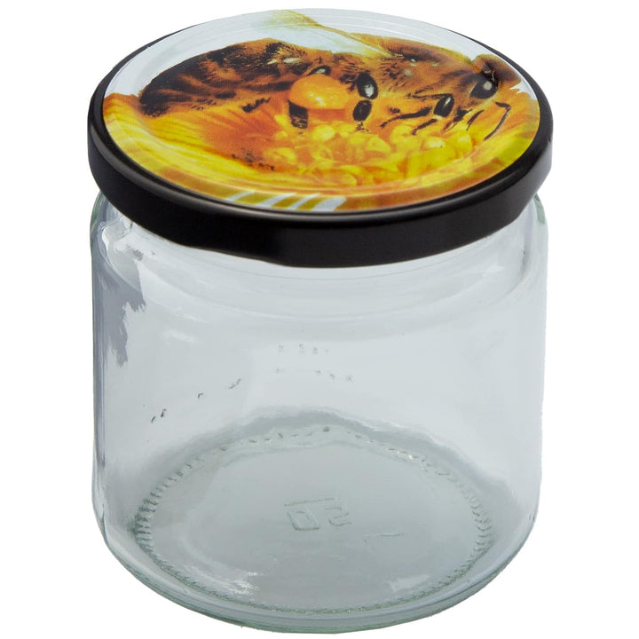 Imkado Honiggläser Neutralglas 250g mit Twist-Off Metalldeckel (36 Stk) Biene, 212ml 250g Deckel: Bi