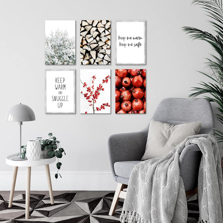 Novart Wandbilder Set - KOMPLETT AUFHÄNGFERTIG - Made in Germany - Moderne Bilder Winter Wohnzimmer