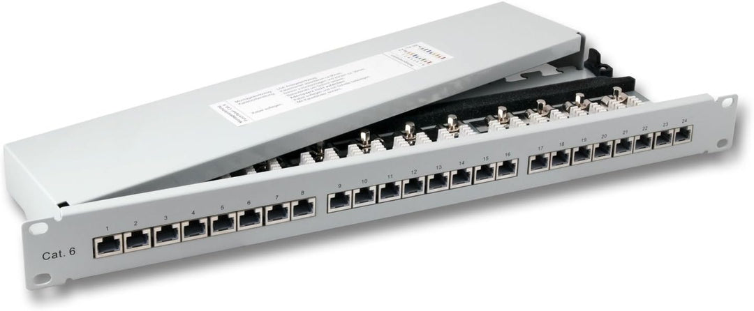 BIGtec 24 Port CAT6a Patchpanel Verteilerfeld Verteiler Patchfeld 500Mhz 10 Gigabit LSA Technik RJ45