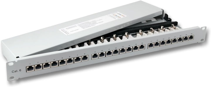 BIGtec 24 Port CAT6a Patchpanel Verteilerfeld Verteiler Patchfeld 500Mhz 10 Gigabit LSA Technik RJ45