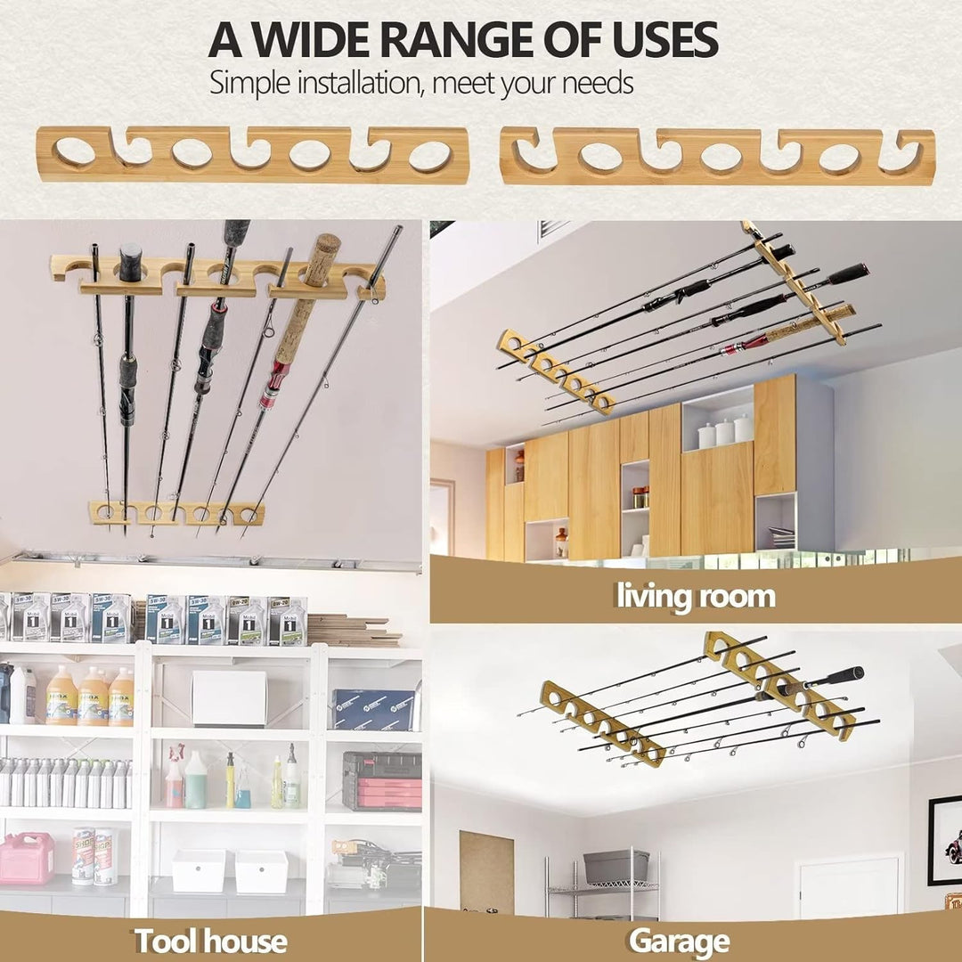 THKFISH Rutenständer Angelruten Angelrutenstände Angelrutenhalter für Garage Holz Angelstange Wand R
