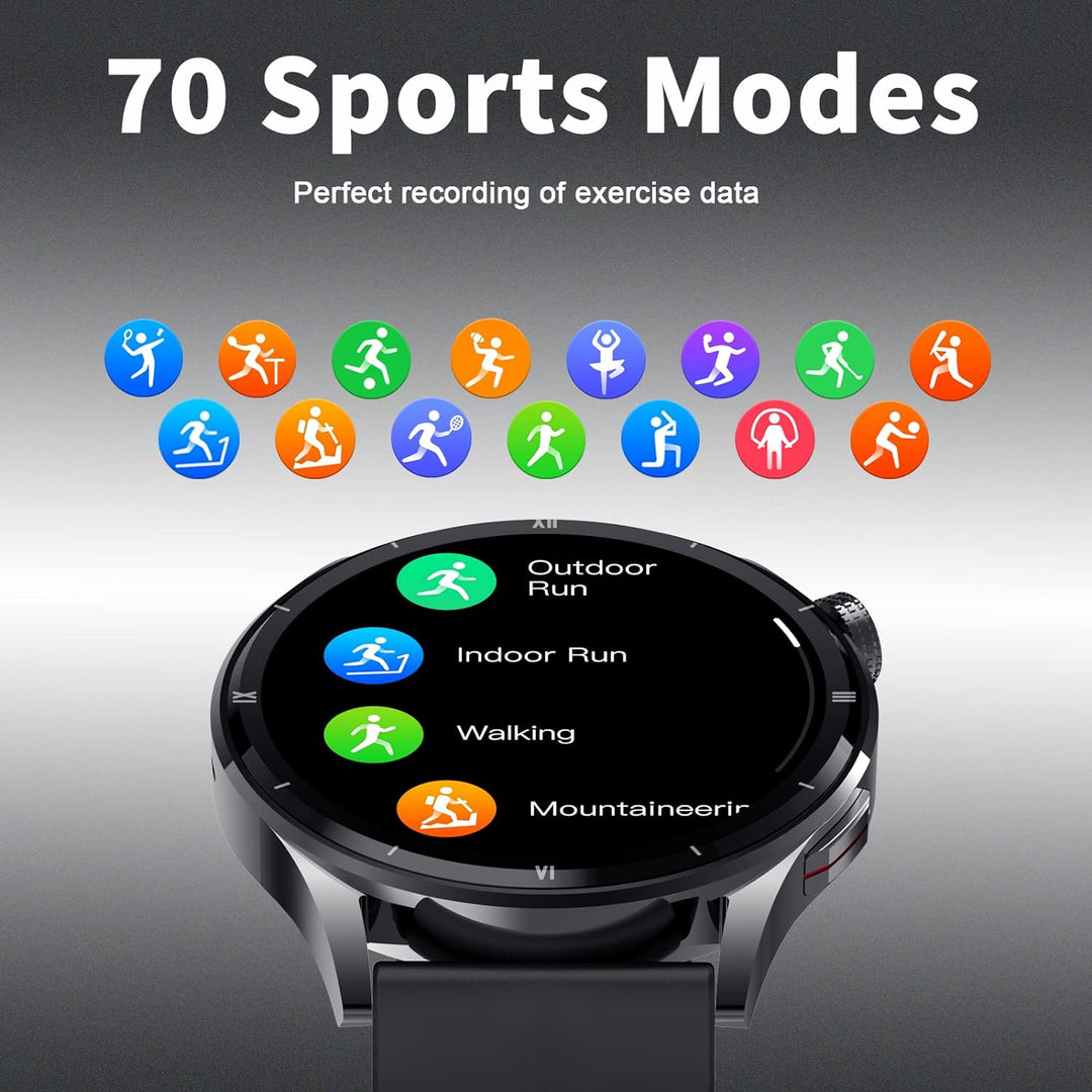 Smartwatch mit Telefonfunktion, 1,32 Zoll Smartwatch Herren mit Bluetooth Pulsuhr Schlafmonitor, Her