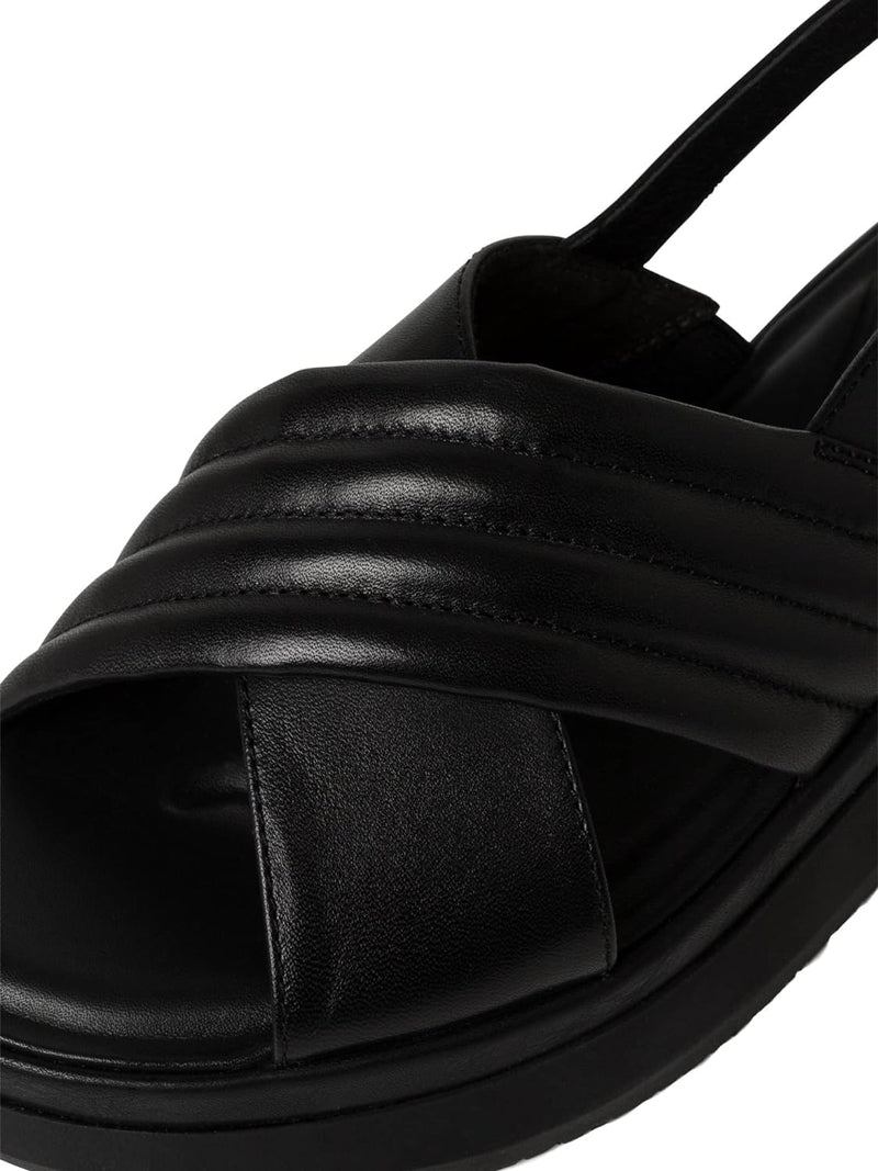 Tamaris Damen Sandaletten, Frauen Sandalen,TOUCHit-Fussbett 38 EU Schwarz Black Leather, 38 EU Schwa