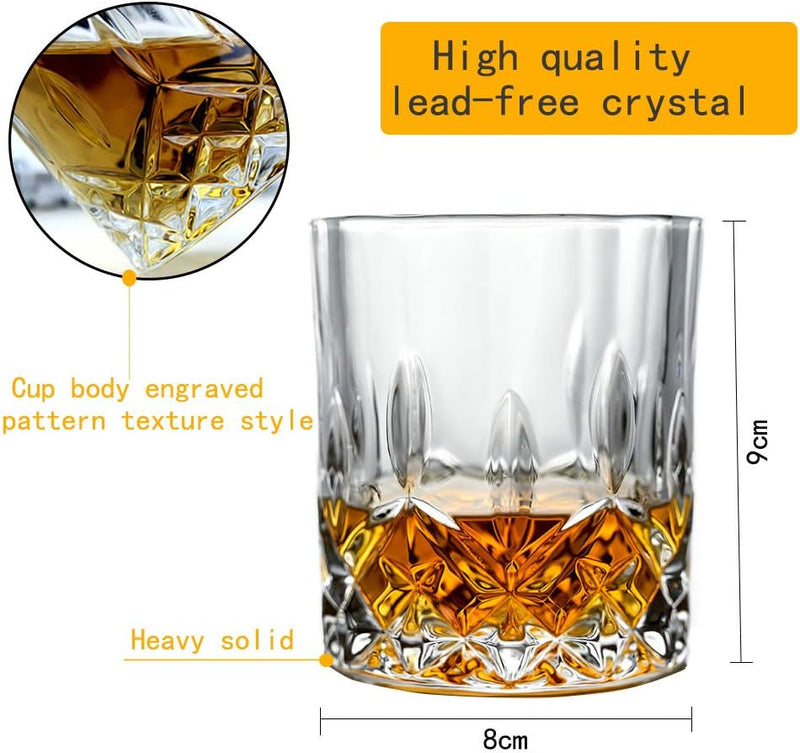 Whiskeyglas Set von 6 Tumbler für klassische Cocktails Premium Kristallglas Probierbecher Hohe Glas