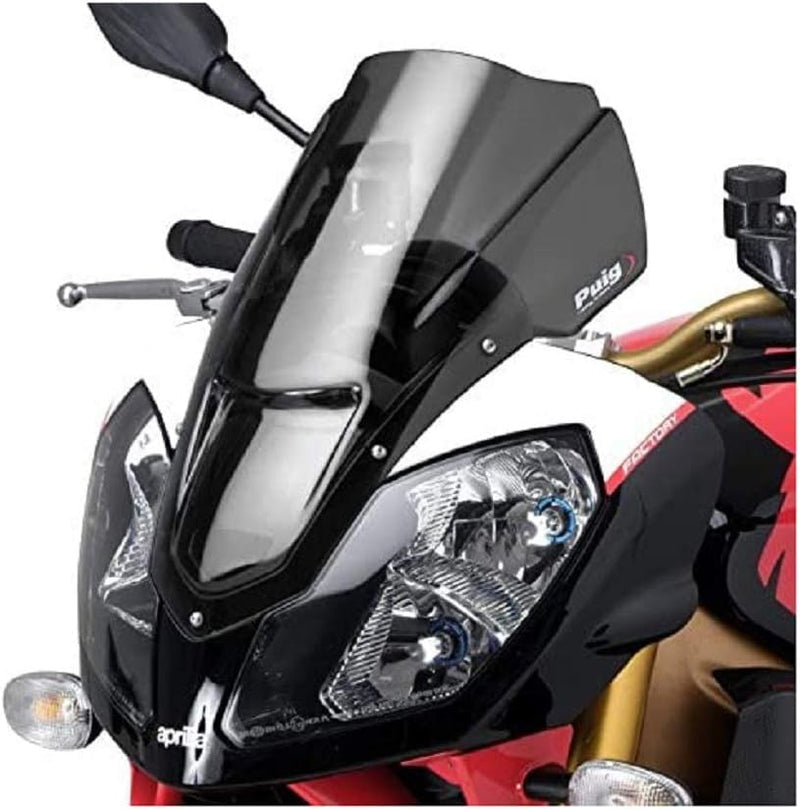 Puig 4110F Kuppel Racing Aprilia Tuono 1000r 06-10, Transparent/Dunkelgrau Rauch Stärk getönt, Stärk