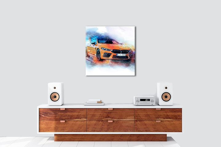 küstlericher Sportwagen Format: 60x60 als Leinwandbild, Motiv fertig gerahmt auf Echtholzrahmen, Hoc