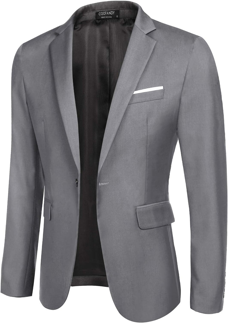 COOFANDY Blazer Herren Slim fit Business Sakko Männer Anzugjacke XS A Hellgrau, XS A Hellgrau