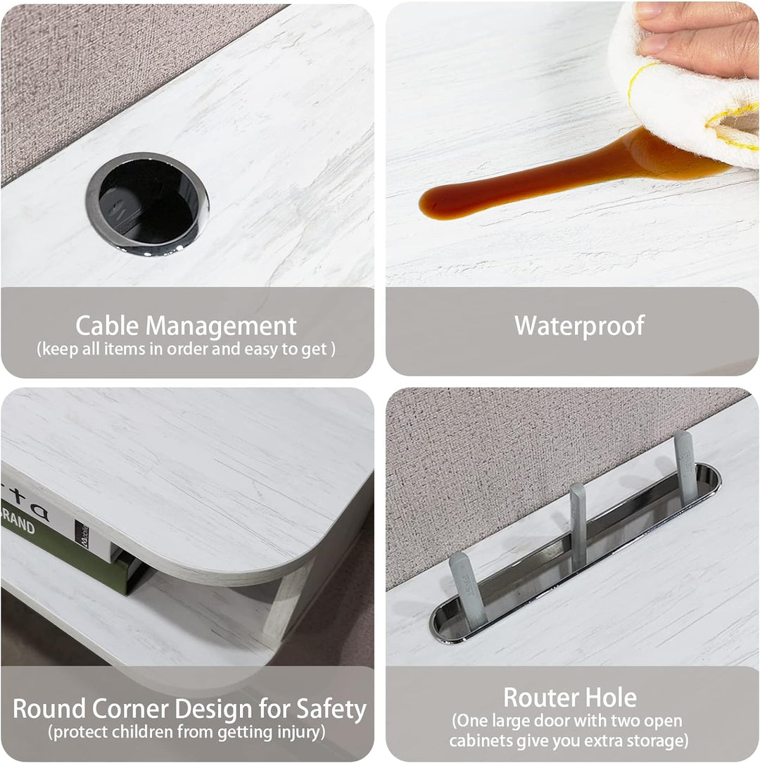 TV-Konsole / Fernsehkonsole / Fernsehtisch, schwimmend, mit Tür und Ablage, 120 cm, Grau / Weiss 120