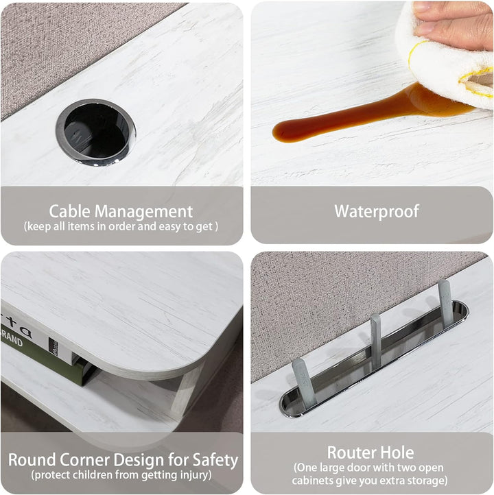 TV-Konsole / Fernsehkonsole / Fernsehtisch, schwimmend, mit Tür und Ablage, 120 cm, Grau / Weiss 120