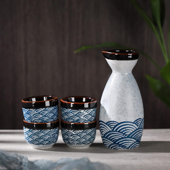 Japanischer Liquor Sake Set mit Sake Becher Wein Topf Porzellon Sake Satz für Wärmeren (1 Sake-Topf