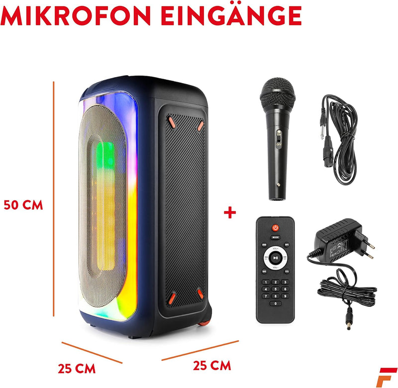 Fenton BoomBox400 - Partybox, Akku Musikbox Bluetooth Lautsprecher, 180 W mobiler Partylautsprecher